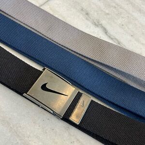 NIKE 3 pack MENS FABRIC GOLF BELTS BLACK NAVY BLUE GREY   
SZ Medium 30/32